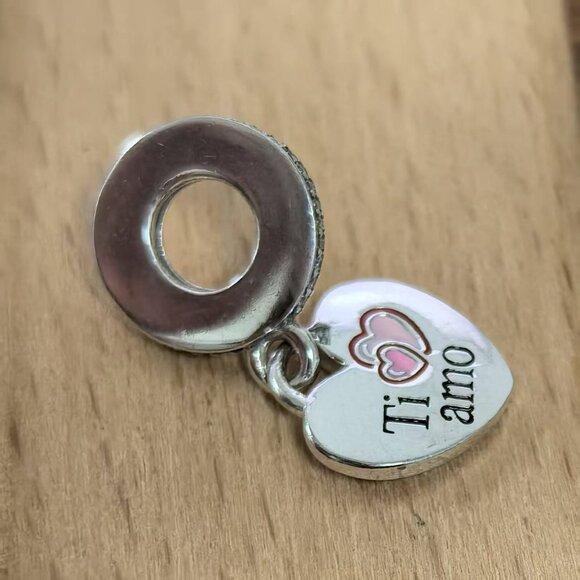 Pandora Ti amo I Love You Heart Charm, S925 Silver Bracelets - Picture 3 of 4